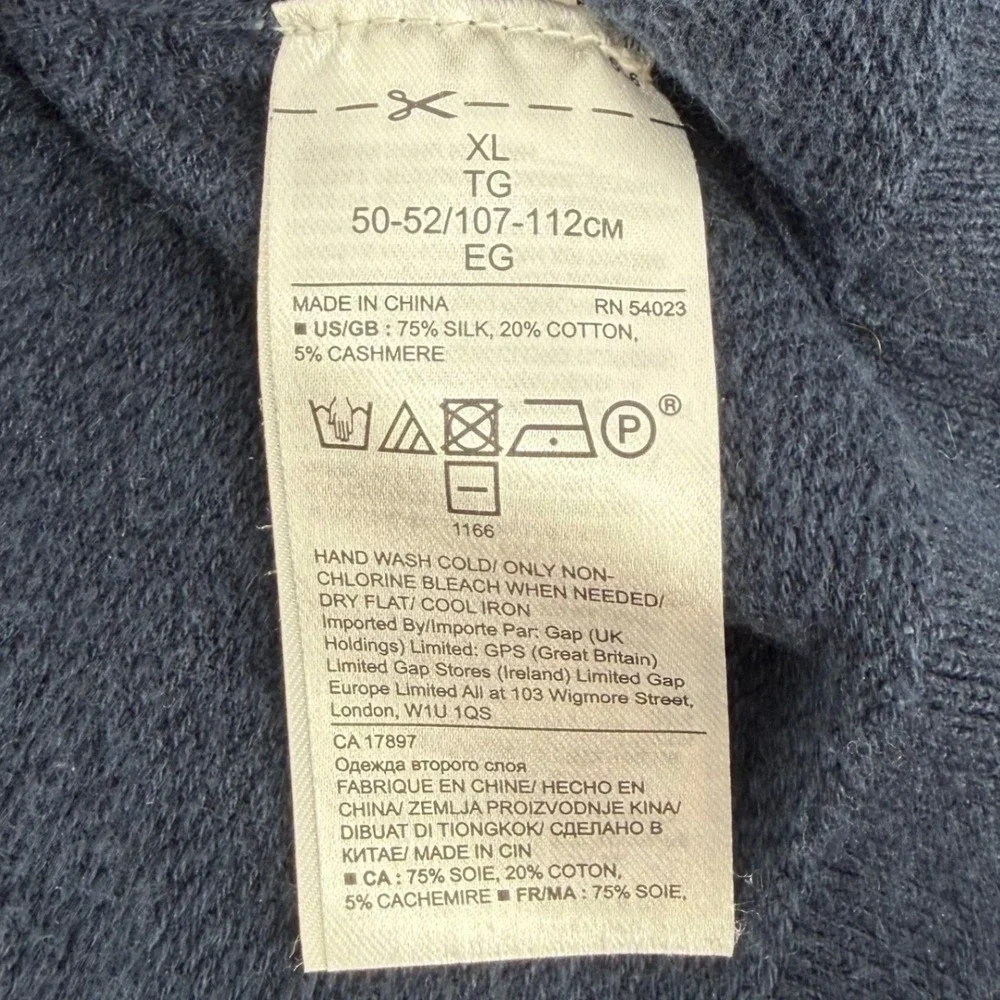 Banana Republic Men XL Luxury Blend Silk Cotton Cashmere Colorblock Sweater Blue